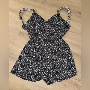 Black and White Floral Romper